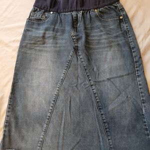 Women's denim elastic waist skirt
